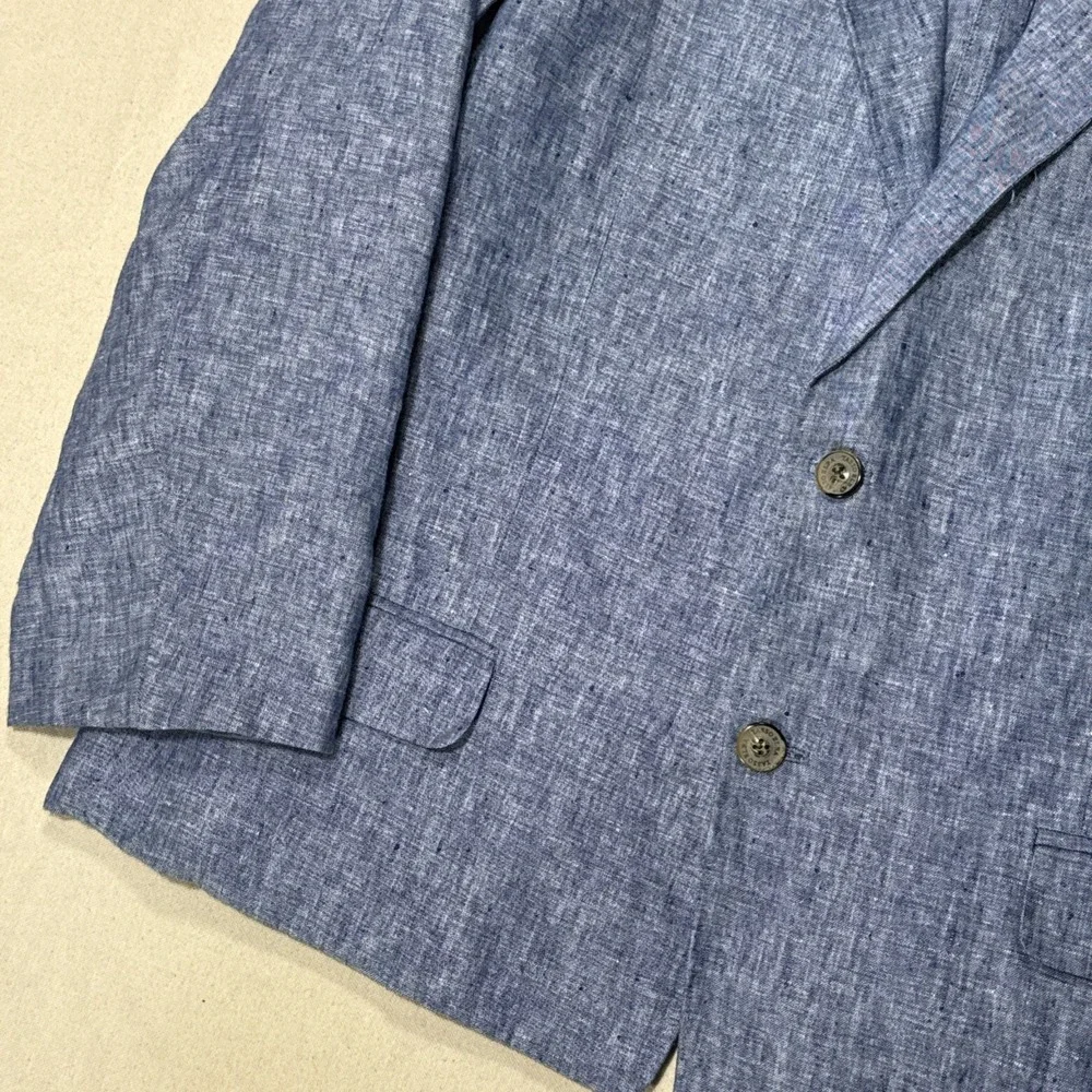 Linen Blazer Blue Tasso Elba Mens Blue Sport Coat Summer Wedding Sz Large